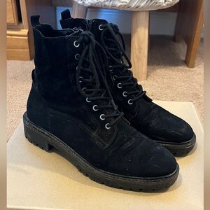 Black Suede Combat Boots